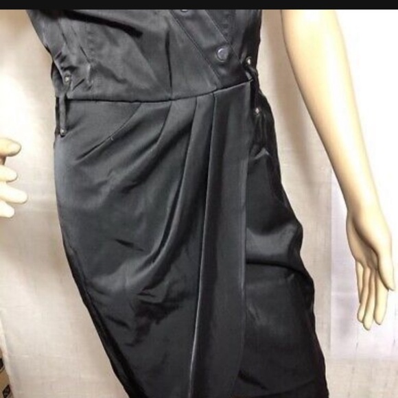 CACHE Pencil Dress Size 6 Black Lace Elegant Lined Tan Closure V-neck Party - Picture 4 of 9